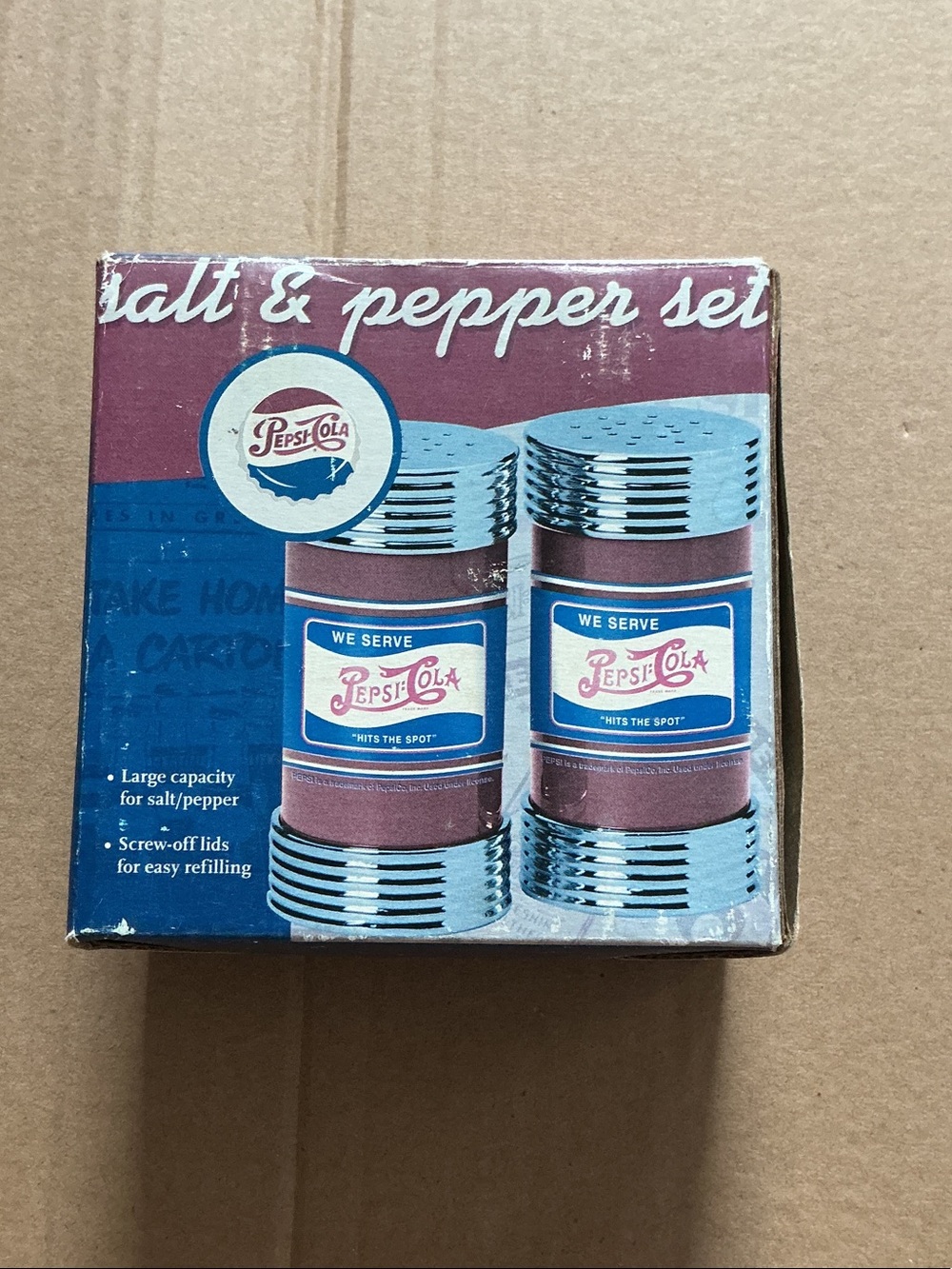 New Pepsi Red and Blue Retro Salt & Pepper Shakers Set